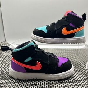 Jordan 1 Mid Alt TD Aurora Green Bright Violet Toddler Shoes 6C AR6352-083